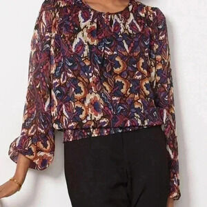 Evereve Stelle Abstract Blouse, Metallic, Holiday, Party Size XS